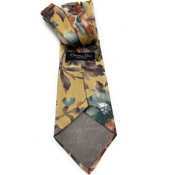 Christian Dior Men Silk Multi Color Floral Necktie - Picture 3 of 3